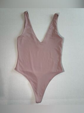 Babaton Mauve Pink V-Neck One-Piece Bodysuit